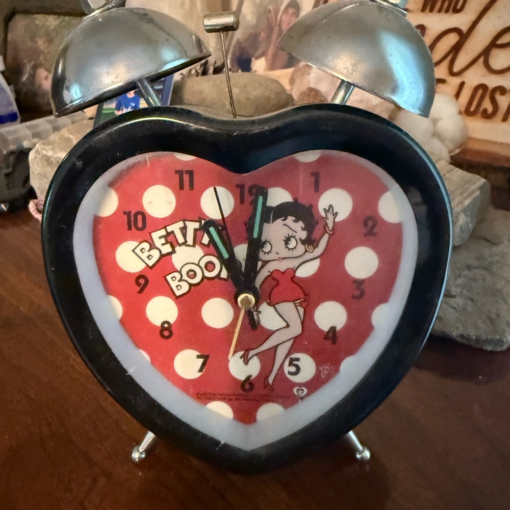 Betty Boop Red and Black Heart-Shaped Wall Clock